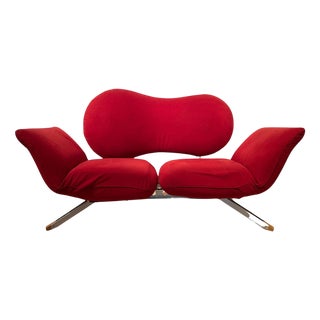 Red Convertible Sofa attributed to Bonaldo, 1980s For Sale