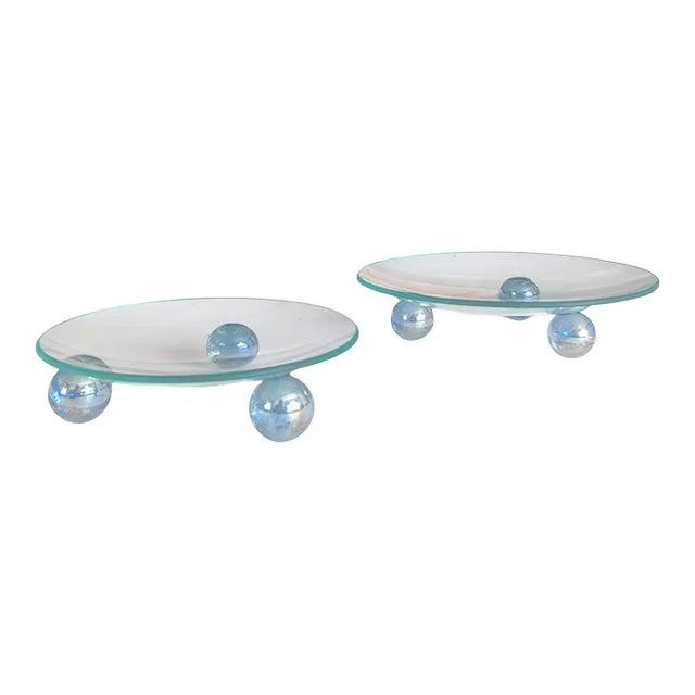 Could be used to hold Candles OR used as a jewelry trinket Catchall Dish Larger Stand Measures 6.25"W x 1.5"H Smaller...