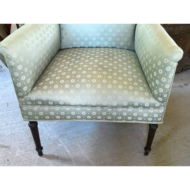 Green Regency Deep Seated Howard and Sons Style Library Arm Chair For Sale - Image 8 of 10