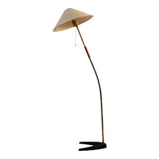 Brass and Cast Iron Floor Lamp by J.T. Kalmar for Kalmar, 1950s For Sale