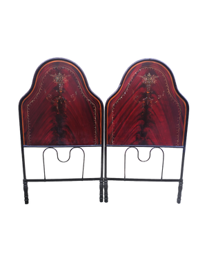 Set of Headboards in Iron and Sheet Metal Painted in Rosewood Colour, 1920s-1930s
