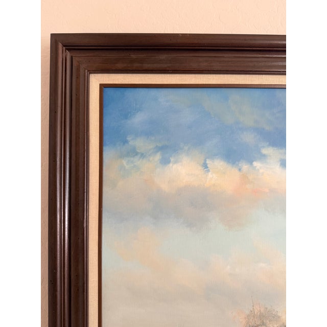 Traditional 1950s J. Harvey Naval Battle Maritime Oil on Canvas Painting For Sale - Image 3 of 12