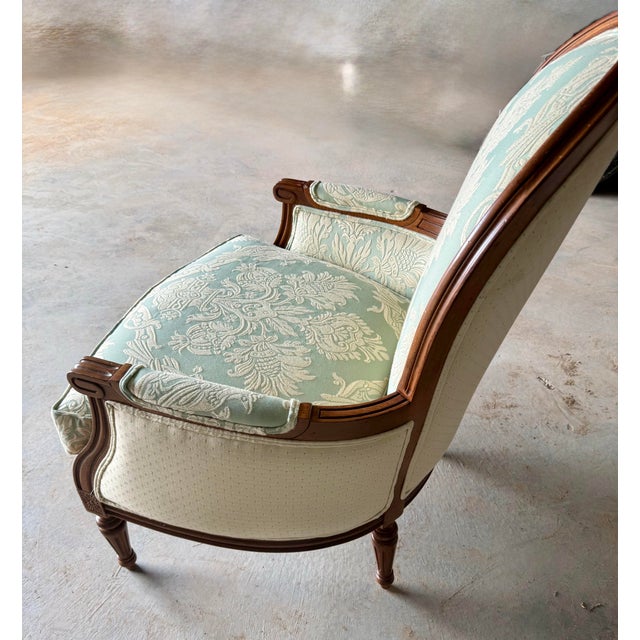 Olive Louis XVI Style Berger’e Armchair For Sale - Image 8 of 12