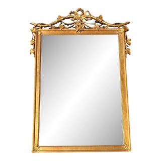 1980s Water Gilt Wood Wall, Pier or Console Mirror, Carved, For Sale