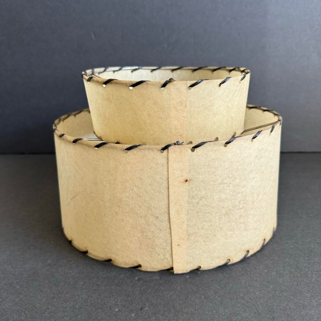 Mid-Century Modern Mid Century Modern Fiberglass Lampshade Two Tier 1950s Vintage Petite 6.25" Tall For Sale - Image 3 of 7