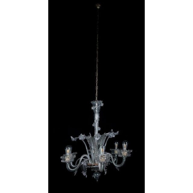 Six-Arm Venetian Murano Chandelier. Restored For Sale - Image 4 of 13