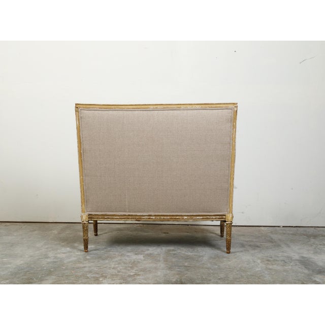 French 19th Century Louis XVI Style Giltwood Wingback Settee with Carved Motifs For Sale In Atlanta - Image 6 of 10