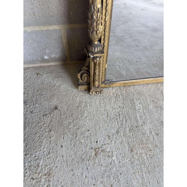 Glass Large Antique English Shaped Top Gilt Overmantle Mirror, 19th Century For Sale - Image 7 of 8
