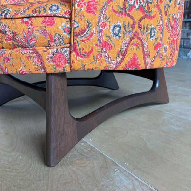 Wood Adrian Pearsall High Back Chair Reupholstered With Mind the Gap Fabric For Sale - Image 7 of 12
