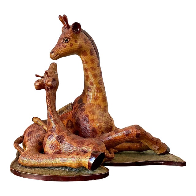 Vintage Shanghai Weave Giraffe Family For Sale