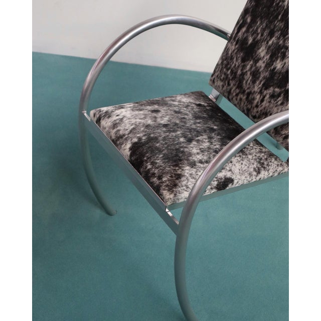 Postmodern 1980s Cowhide Armchair Attributed to Domingo & Scali for Nemo For Sale - Image 3 of 7