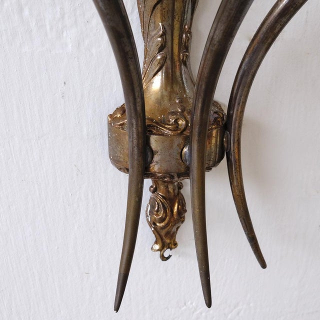 Original 3-Arm Wall Lights, Italy, 1950s, Set of 2 For Sale - Image 14 of 17