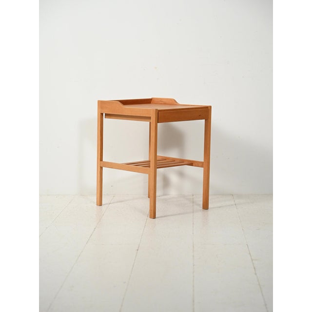 Vintage Scandinavian Oak Bedside Table, 1960s For Sale - Image 3 of 9