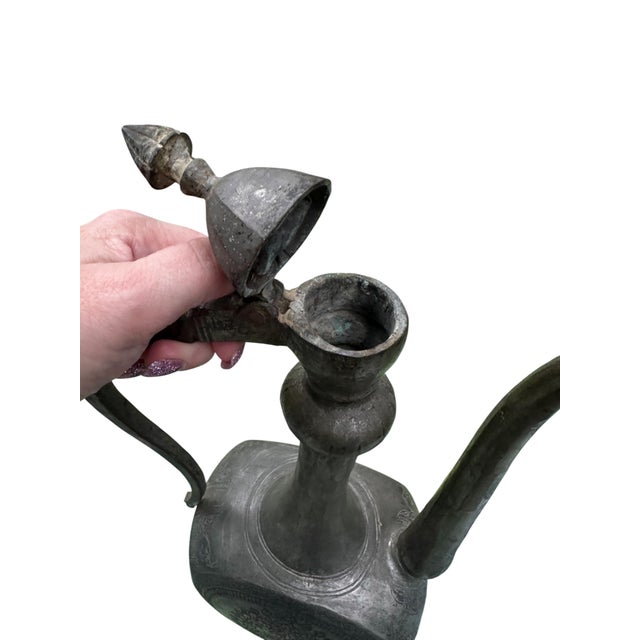 Persian 19th Century Dated Persian Qajar Tinned Copper Ewer Ablution Basin Set, Dated 1878. For Sale - Image 3 of 18