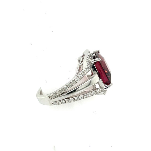 Natural Tourmaline Diamond Ring 6.5 14k White Gold 5.89 TCW Certified For Sale - Image 17 of 18