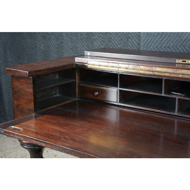 Wood Antique Early 20th C. American Mahogany Spinet Writing Desk Console Hall Table For Sale - Image 7 of 18