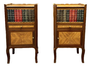 English Nightstand with Books and Marqueterie, Set of 2