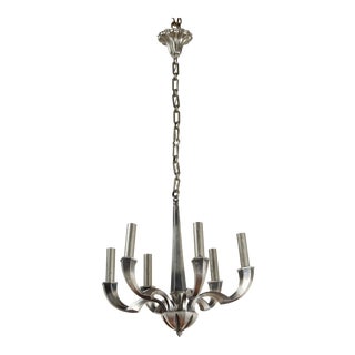 Silver Plated French Art Deco Chandelier For Sale