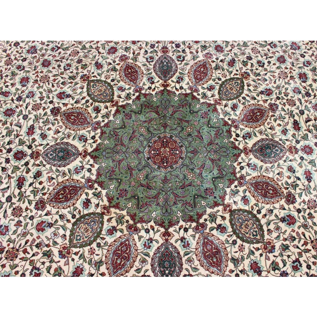 Tribal Large Vintage Persian Fine Tabriz Rug With Floral Medallion Design 13 X 19'9 For Sale - Image 3 of 15