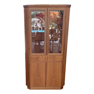 Vintage Danish Mid-Century Modern Teak Corner China Cabinet / Curio Cabinet by Skovby For Sale