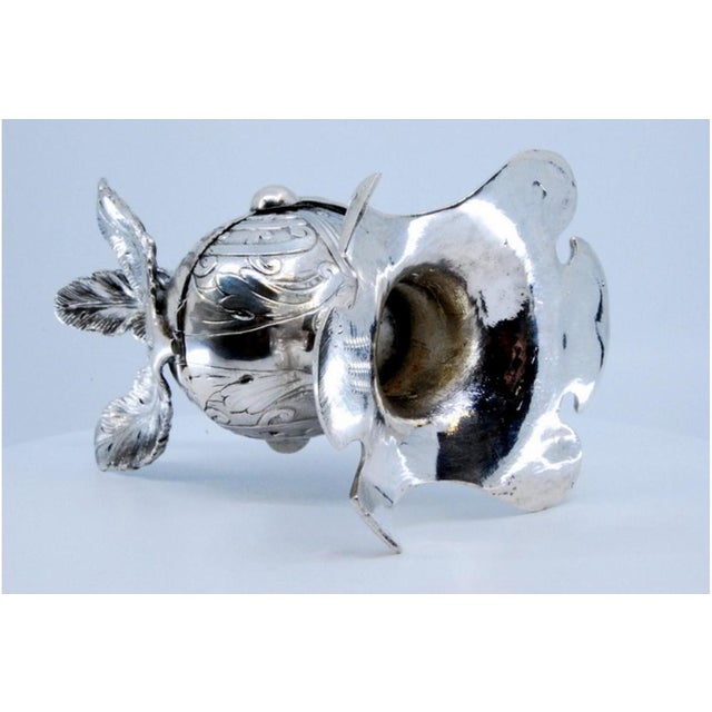 Silver Inkwell in the Shape of Knights Helmet, in Very Good conditions. Designed 1890 to 1919 This piece has an...