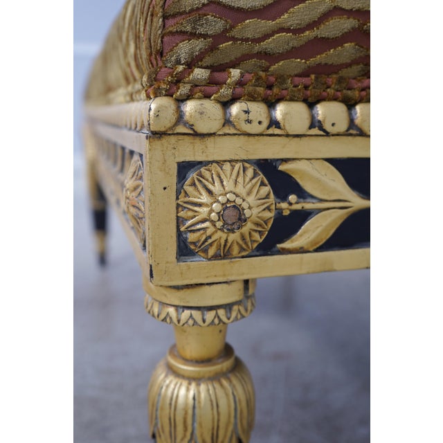 Textile French Louis XVI Style Black & Gold Bench For Sale - Image 7 of 12