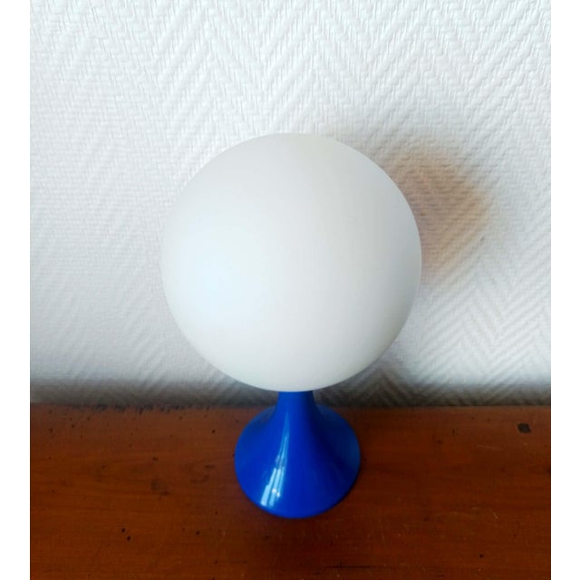 Space Age Table Lamp in Blue and Opaline, 1970 For Sale - Image 4 of 11