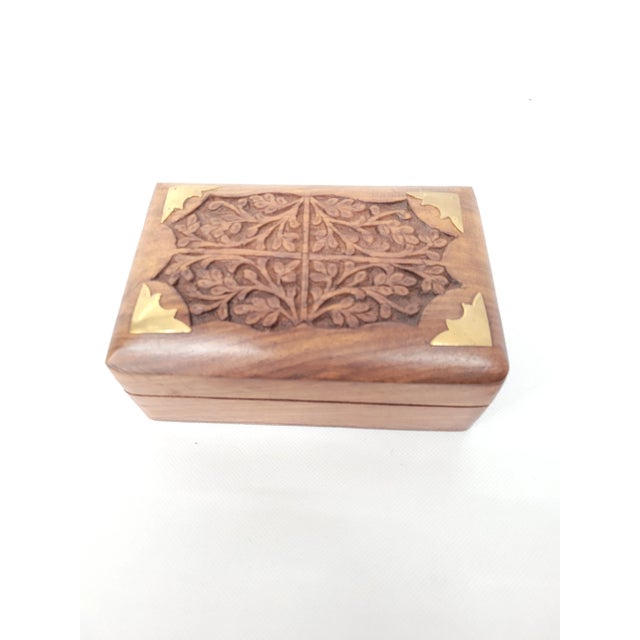1980s Vintage Miniature Brass & Wood Box For Sale - Image 9 of 9