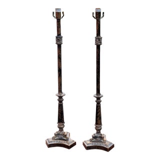 Vintage Late 20th Century Baroque Style Resin Table Lamps - A Pair For Sale