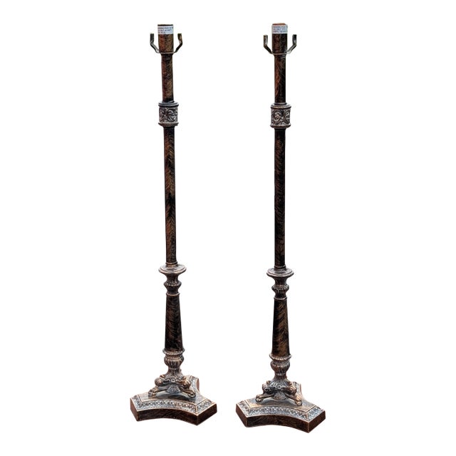 Vintage Late 20th Century Baroque Style Resin Table Lamps - A Pair For Sale