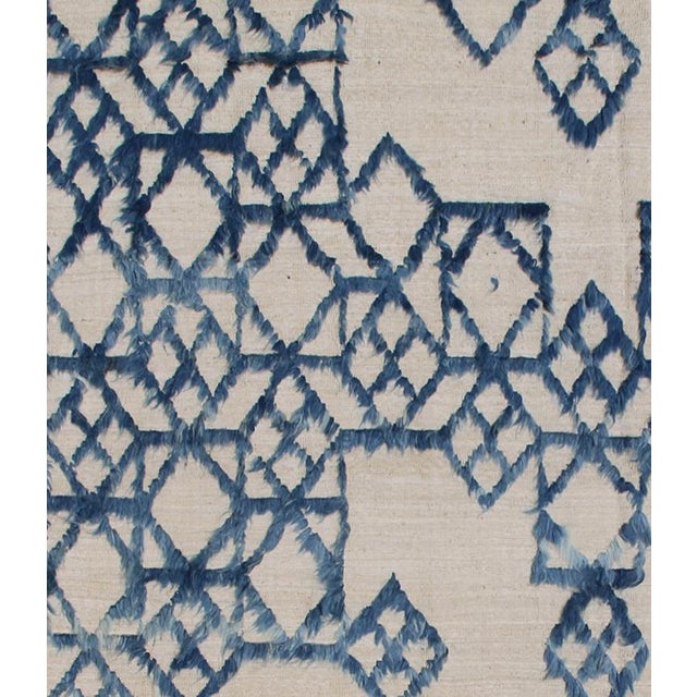 Modern 8x10 Ariana Modern Kilim | White & Blue Geometric Handmade Rug For Sale - Image 3 of 6