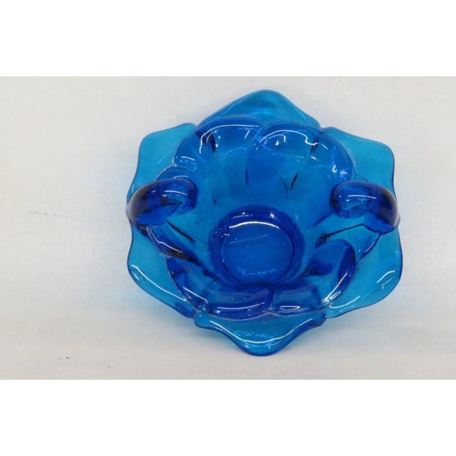Italian Italian Blown Glass Cobalt Blue Flower Candy Dish Bowl For Sale - Image 3 of 13