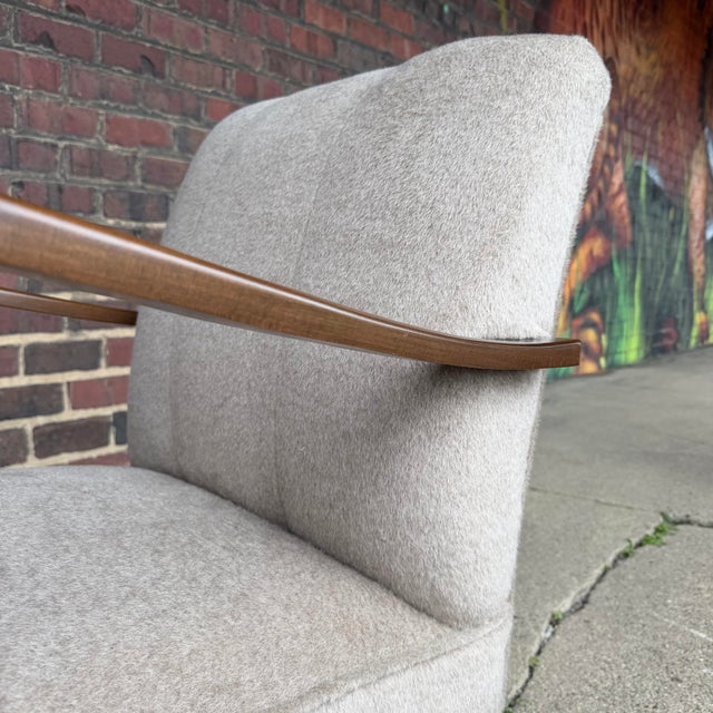 Pair of Restored European Modern Lounge Chairs in Teddy Mohair Style Fabric For Sale - Image 9 of 12