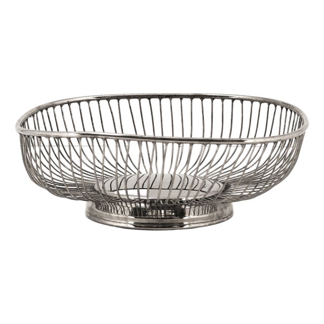 Mid-Century Modern Silver-Plated Wire Basket, 1950s For Sale