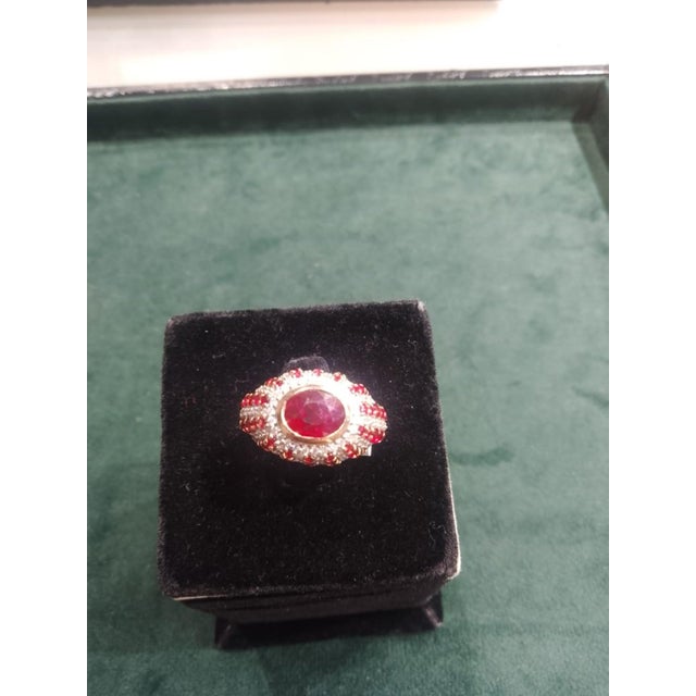 18k Gold Ruby 4.04ct and Diamond 0.81ct Cocktail Ring, New Design For Sale - Image 4 of 8
