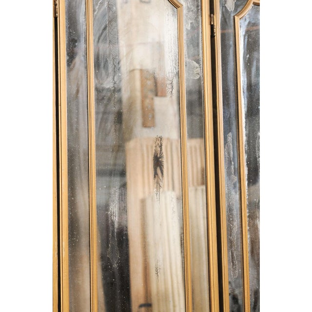 Mid 20th Century Antiqued Glass Folding Screen For Sale In Atlanta - Image 6 of 14