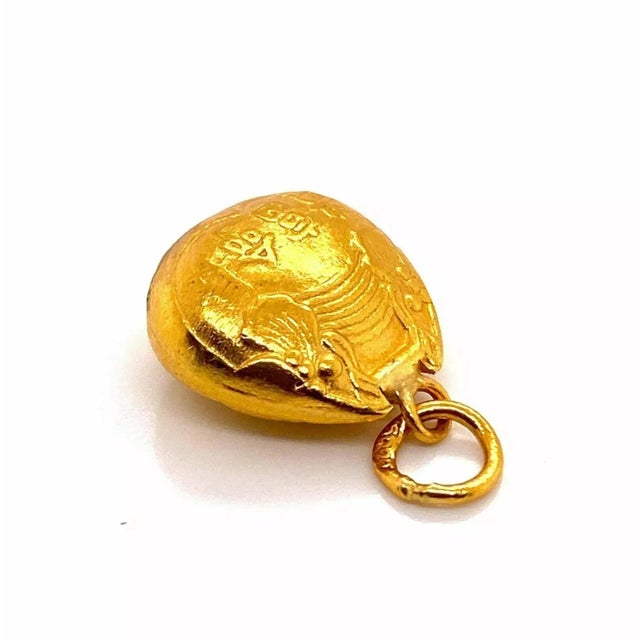 Late 20th Century Oriental 24k Gold Bell Charm Pendant For Sale - Image 5 of 12