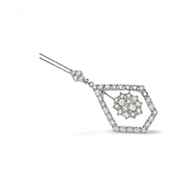 Mid 20th Century 14k White Gold Diamond Drop Slide Pendant Necklace Estate For Sale - Image 4 of 4