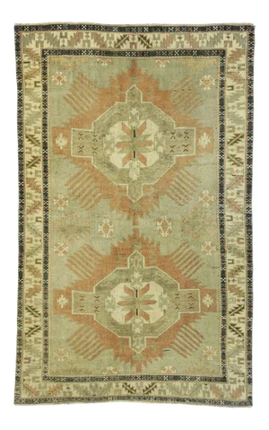 Mid 20th Century Vintage Turkish Oushak Rug 03'11 X 06'02