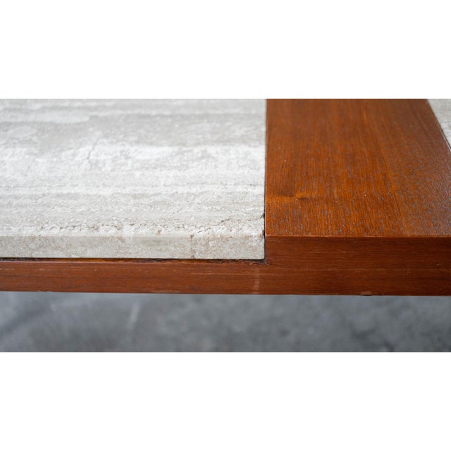 1960s American of Martinsville Walnut & Travertine Coffee Table For Sale - Image 13 of 13