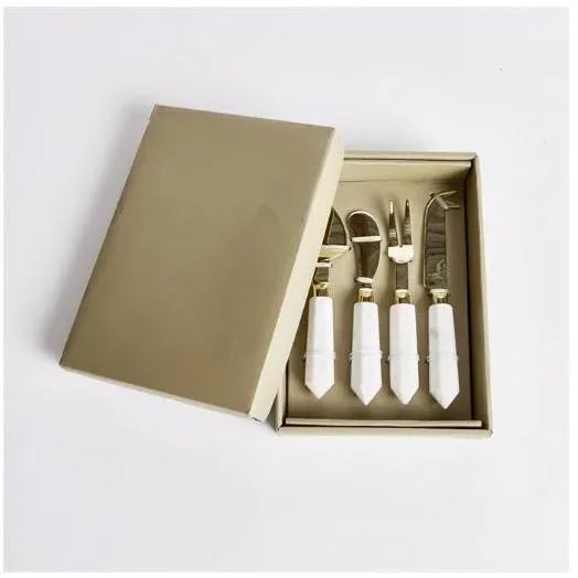 Modern White Marble Cheese Knife Set - Set of 4 For Sale - Image 3 of 4