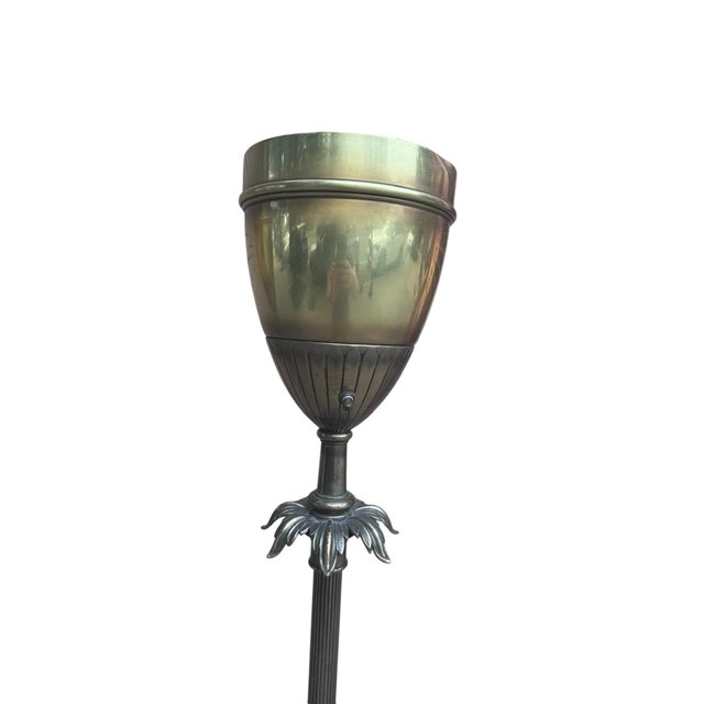 Tommi Parzinger Hollywood Regency Brass Uplight Torchiere Floor Lamps - Pair For Sale - Image 4 of 8