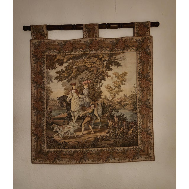 Tapestry with Hunting Landscape Scene, 1960s For Sale - Image 4 of 18