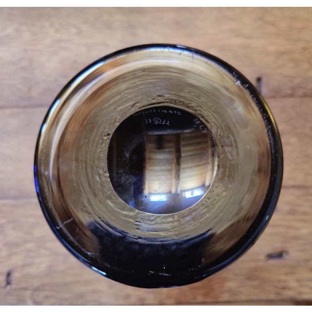 1962 Signed Holmegaard 19p62 1867 Tall Smoked Translucent Patterned Mid Century Vase by Per Lutken For Sale - Image 11 of 12