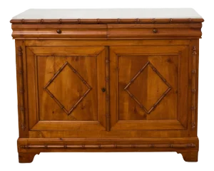 English Aesthetic Movement Faux Bamboo Marble Top Buffet Sideboard