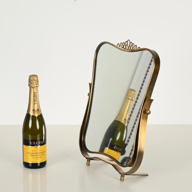 Brass Adjustable Table Mirror attributed to Gio Ponti for Fontana Arte, Italy, 1940s For Sale - Image 11 of 17