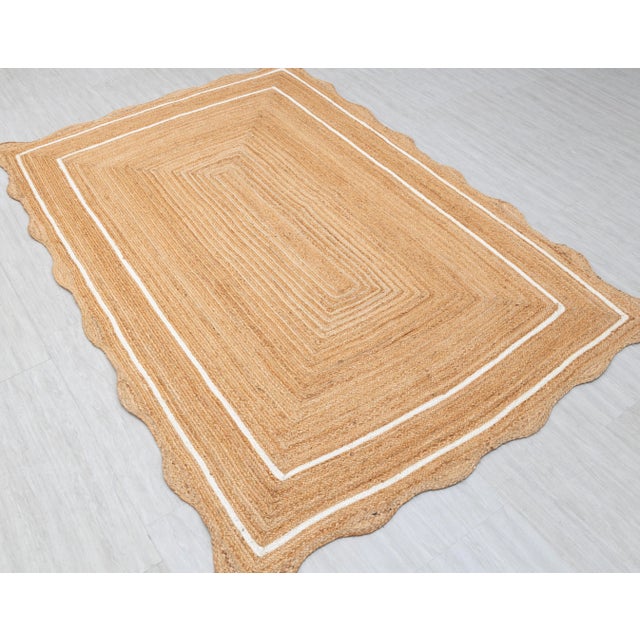 Not Yet Made - Made To Order White Natural Jute Wave Scallop 10x14 Ft. For Sale - Image 5 of 12