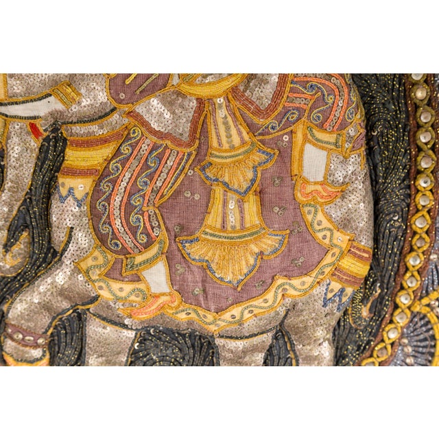 Traditional Kalaga 19th Century Tapestry with Stones, Sequins and Colorful Thread For Sale - Image 3 of 12