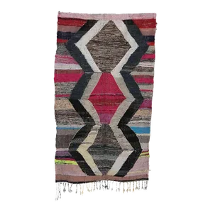 Kilim Boucherouite Moroccan Rug - 4'4" X 7'7" Ft