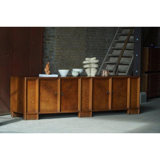 1940s Large Danish Modern Sculptural Oak Sideboard with Paneled Doors, 1950s For Sale - Image 5 of 18